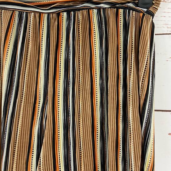 Windsor S Tan Multicolor Stripe Boho Pleated Pull On Raw Hem Flowy Shorts - Picture 4 of 7